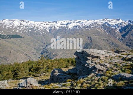Paesaggio della Sierra Nevada in alta Alpujarras, vicino a Capileira, provincia di Granada, Spagna. Foto Stock