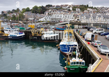 Barche da pesca in Brixham Harbour, Devon, Regno Unito Foto Stock