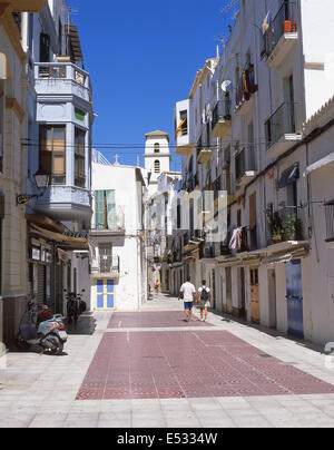 Scena di strada, Dalt Vila, Eivissa, Ibiza, Isole Baleari, il Regno di Spagna Foto Stock