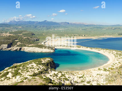 Voidokilia bay da un alto punto di vista. Messinia. Peloponneso. La Grecia Foto Stock