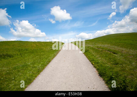 Piccola stradina su chalk downland scarpata pendenza, Allington giù, Wiltshire, Inghilterra Foto Stock