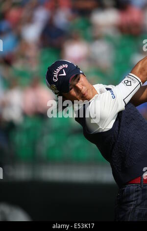 Hoylake, UK. 18 Luglio, 2014. Ryo Ishikawa (JPN), 18 luglio 2014 - Golf : Ryo Ishikawa del Giappone in azione il sedicesimo foro durante il secondo round del 143British Open Championship al Royal Liverpool Golf Club a Milton Keynes, Inghilterra. Credito: Koji Aoki AFLO/sport/Alamy Live News Foto Stock