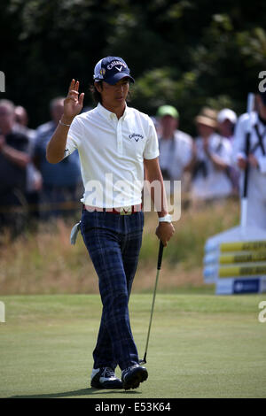 Hoylake, UK. 18 Luglio, 2014. Ryo Ishikawa (JPN), 18 luglio 2014 - Golf : Ryo Ishikawa del Giappone in azione il sedicesimo foro durante il secondo round del 143British Open Championship al Royal Liverpool Golf Club a Milton Keynes, Inghilterra. Credito: Koji Aoki AFLO/sport/Alamy Live News Foto Stock