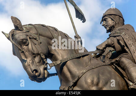 Statua equestre duca delle terre ceche, San Venceslao a cavallo, la Piazza di Venceslao, Praga Repubblica Ceca Foto Stock