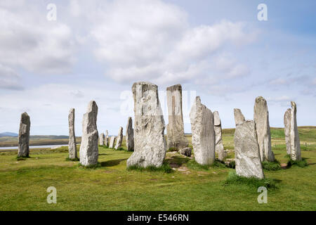Callanish cerchio di pietra del neolitico pietre permanente da 4500 BC Calanais isola di Lewis Ebridi Esterne Western Isles della Scozia UK Foto Stock