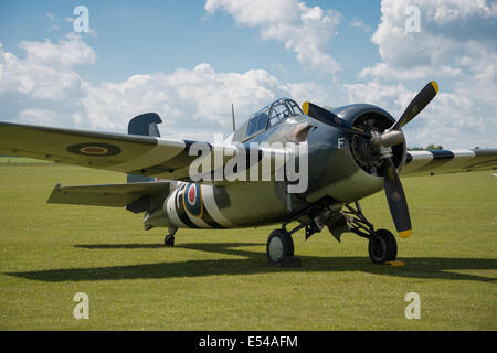 Duxford, Regno Unito - 25 Maggio 2014: Vintage WW2 noi Grumman Wildcat (Royal Navy Martlett) a Duxford Airshow. Foto Stock