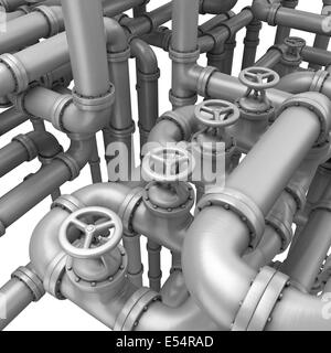 Industrial 3d'illustrazione. Un labirinto di tubazioni Foto Stock