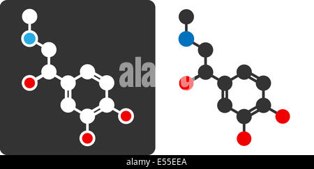 Adrenalina (Epinefrina, adrenalina), molecola, piatto stile icona. Ormoni e neurotrasmettitori. Atomi come mostrato con codifica a colori dei cerchi Foto Stock