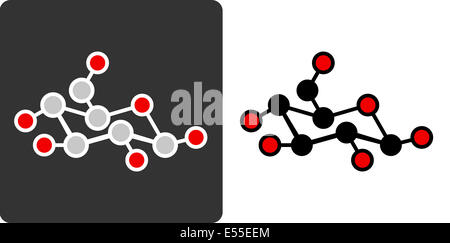 Di zucchero (glucosio, beta-D-glucosio) molecola, piatto stile icona. Foto Stock