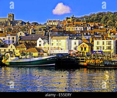 Vista della Baia di Vazon mostra riverside edifici, Guernsey, Isole del Canale Foto Stock