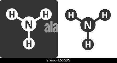 Ammoniaca (NH3) molecola, piatto stile icona. Atomi mostrato come cerchi. Foto Stock