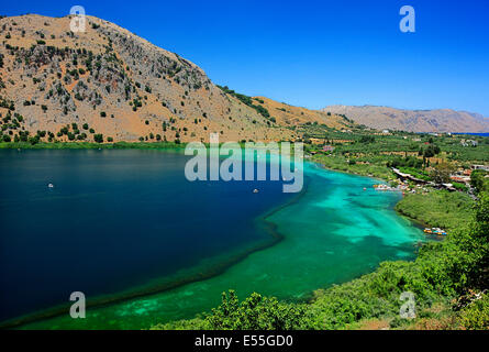 Kournas (o 'Kourna') lago, prefettura di Chania, Creta, Grecia. Foto Stock