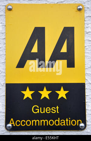 AA tre stelle guest house accommodation segno, England, Regno Unito Foto Stock