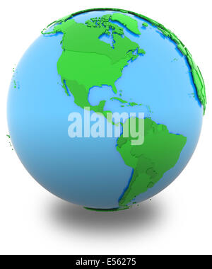Americhe, politico mappa del mondo con i paesi in diverse sfumature di verde, isolati su sfondo bianco. Foto Stock