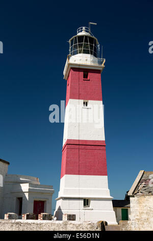 Regno Unito Galles, Gwynedd, Lleyn Peninsula, Bardsey Island, Faro, con insolita costruzione quadrata Foto Stock