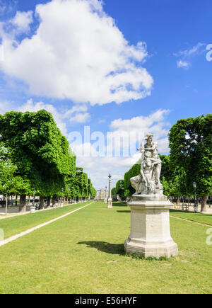 Le sculture di Midi in primo piano, parte delle quattro volte al giorno le opere nel Jardin Marco Polo, Parigi, Francia Foto Stock