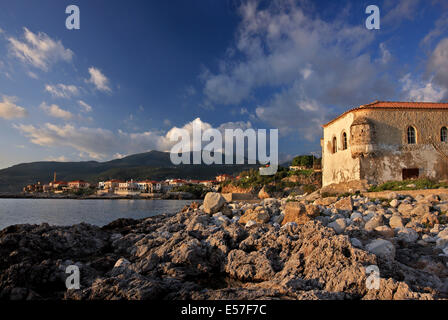 Kardamyli village, "capitale" della Western Mani, Messenia prefettura, Peloponneso, Grecia Foto Stock