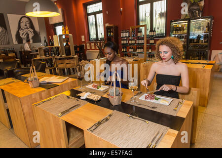 Happy hour alla winehouse Enotavola-Casa del Barolo, Torino, Piemonte, Italia, Europa Foto Stock