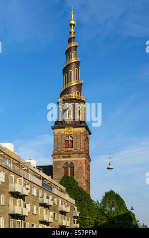 Torre della Chiesa del nostro Salvatore, Copenhagen, Danimarca Foto Stock