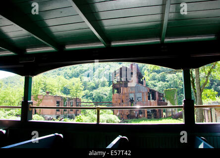 Abbandonato cartiera, Cass Scenic Railroad State Park, West Virginia, USA Foto Stock