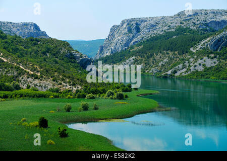 Fiume Krka, Parco Nazionale di Krka, Roški slap, Croazia Foto Stock