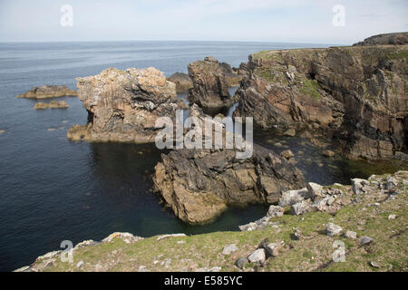 Spettacolari paesaggi costieri Arnol RSPB Riserva Naturale di Loch na Muilne isola di Lewis Ebridi Esterne della Scozia Foto Stock