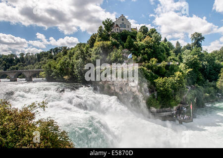 La Svizzera, Rhinefall Schaffhausen, Reno cade sul fiume Reno, Foto Stock