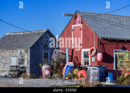 Rustico il Fishermans Shack, Menemsha, Chilmark, Martha's Vineyard, Massachusetts, STATI UNITI D'AMERICA Foto Stock