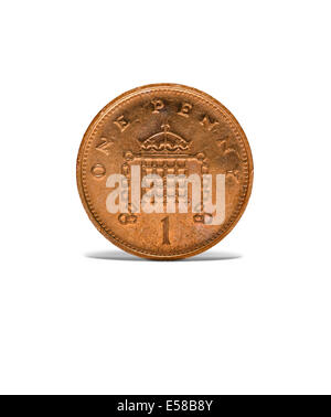 La parte anteriore è sulla ripresa di un vecchio un penny coin Foto Stock