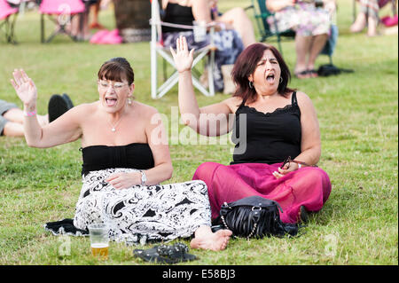 Due donne che si diverte a Brentwood Festival. Foto Stock