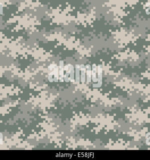 Militari di grigio-verde camuffamento di modello di pixel perfettamente affiancabile Foto Stock