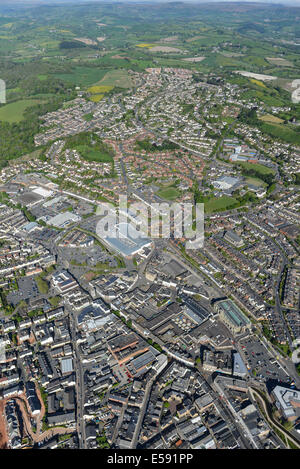 Una veduta aerea del Devon città di Newton Abbot Foto Stock