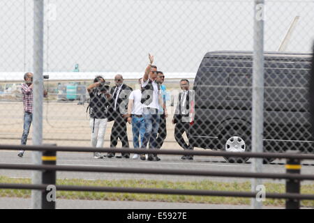 Aichi, Giappone. 23 Luglio, 2014. Portoghese giocatore di calcio Cristiano Ronaldo arriva a Chubu Centrair International Airport di Aichi in Giappone. Ronaldo ha visitato Nagoya per MTG atletico promozione di bellezza. Credito: Aflo Co. Ltd./Alamy Live News Foto Stock