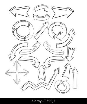 Frecce sketchy elementi di illustrazione vettoriale Foto Stock