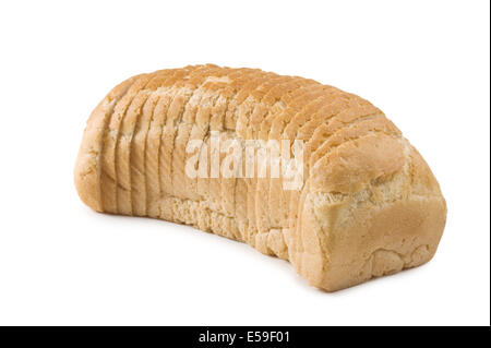 Il pane affettato isolati su sfondo bianco Foto Stock