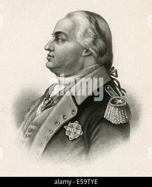 Incisione di antiquariato, nel 1860 circa, di Friedrich Wilhelm August Heinrich Ferdinand von Steuben. Fonte: originale della prima generazione di piastra in acciaio incisione. Foto Stock