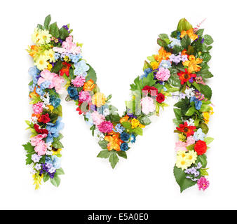 Lettere fatte di foglie e fiori Foto Stock