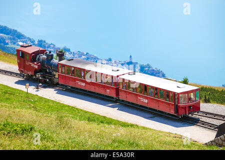 San Wolfgang, Austria - 6 Agosto 2013: treno a vapore ferrovia andando a Schafberg Peak (1783m) il 6 agosto 2013 a St. Wolfgang. Foto Stock