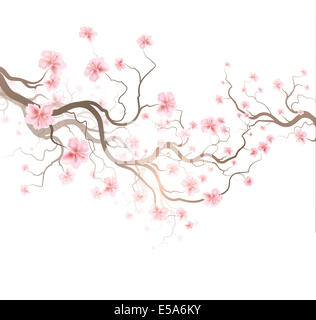 Background di design con Sakura Tree Foto Stock