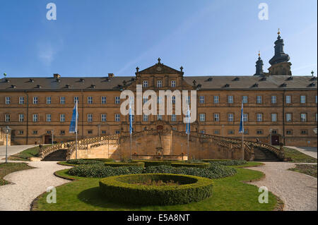 Edificio principale, Banz Abbey, ex monastero benedettino, con cortile del barocco della Germania meridionale, inizio del XVIII secolo Foto Stock