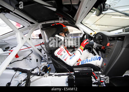 Magyorod, Hungaroring, Ungheria. Xxv Luglio, 2014.Porsche Mobil 1 Supercup racing serie su Hungaroring. Kuba Giermaziak (POL) da Verva Lechner Racing Team nella sua auto Credito: Piotr Zajac/Alamy Live News Foto Stock