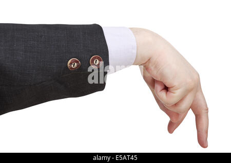 Uomo a piedi da dita maschio - mano gesto isolato su sfondo bianco Foto Stock