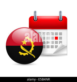 Calendario e round bandiera angolana icona. Festa nazionale in Angola Foto Stock