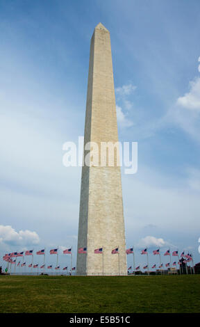 Il Monumento a Washington, iniziato nel 1848, completato nel 1884. Più alte del mondo struttura in pietra (555piedi/ 169metri). Washington DC. Foto Stock