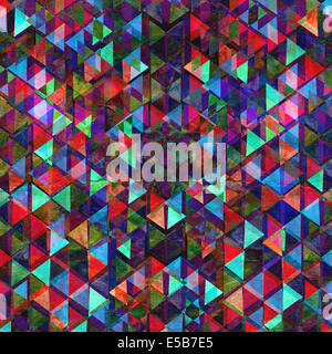 Vivacemente colorato con i triangoli al buio su un sfondo tessiturali Foto Stock