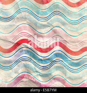 Abstract luminoso dello Sfondo con strisce multicolori onde sulla su carta sgualcita Foto Stock
