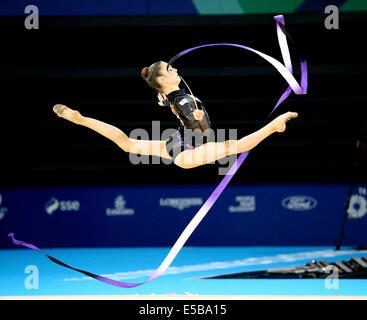 SSE Idro Glasgow, Scotland, Regno Unito. 26 Luglio, 2014. Giochi del Commonwealth il giorno 3. Ginnastica ritmica nastro singole finali. Laura Halford WAL Credito: ALAN OLIVER/Alamy Live News Foto Stock