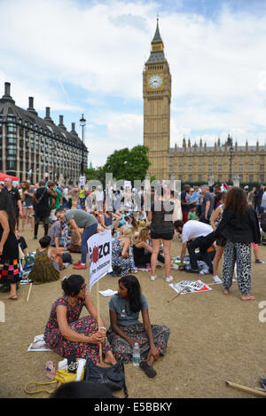 La piazza del Parlamento, Londra, Regno Unito. Il 26 luglio 2014. La solidarietà con la Palestina marzo e rally in piazza del Parlamento. Migliaia di ascoltare discorsi come il rally si conclude in Piazza del Parlamento Credito: Matteo Chattle/Alamy Live News Foto Stock