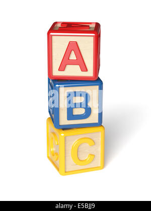 3D render di alphabet blocchi isolati su sfondo bianco Foto Stock