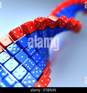 Fatta di DNA del gioco di dadi. Scienza concettuale 3d illustrazione Foto Stock
